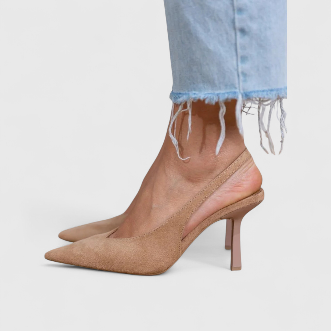 Women's pointed slingback pumps with slim high heels