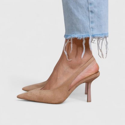 Women's pointed slingback pumps with slim high heels