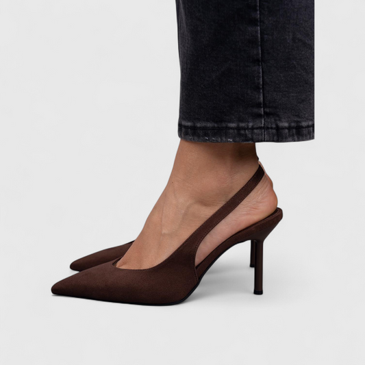 Women's pointed slingback pumps with slim high heels