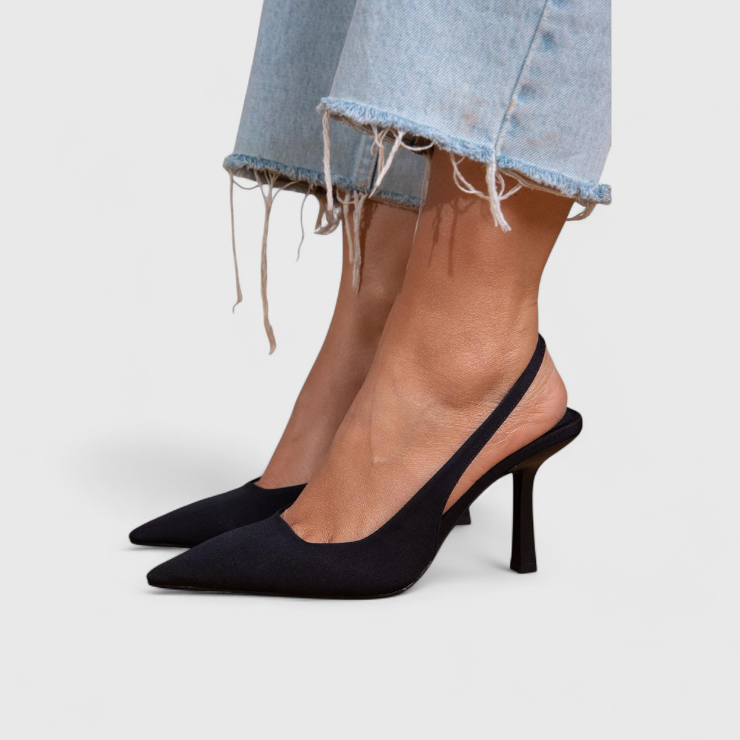 Women's pointed slingback pumps with slim high heels