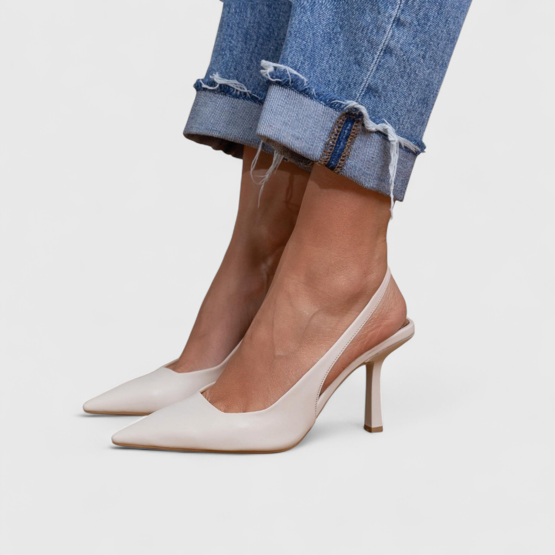 Women's pointed slingback pumps with slim high heels