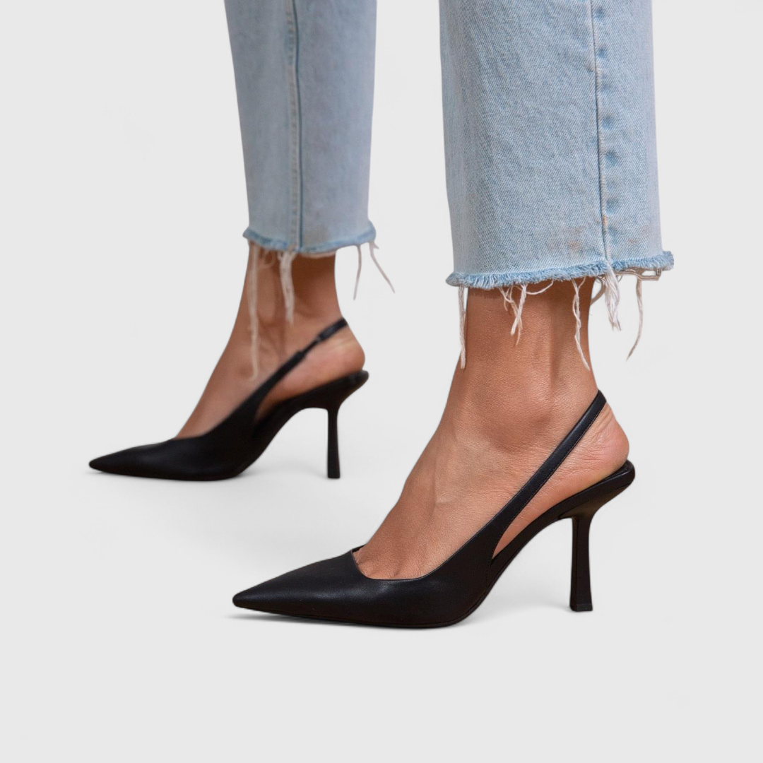Women's pointed slingback pumps with slim high heels