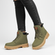 Men's lace-up work boots with round toes and rugged lug soles