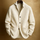 Women's ribbed knit cardigan with shawl collar and patch pockets