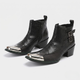 Men's western cowboy boots with serpentine print and metal studs, metal-capped toe