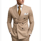 Men's Double-Breasted Suit Set – Tailored Notched-Lapel Blazer & Trousers for Weddings & Business 19