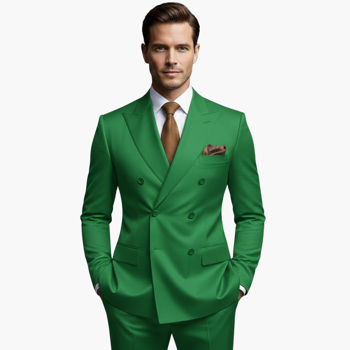 Men's Double-Breasted Suit Set – Tailored Notched-Lapel Blazer & Trousers for Weddings & Business 8