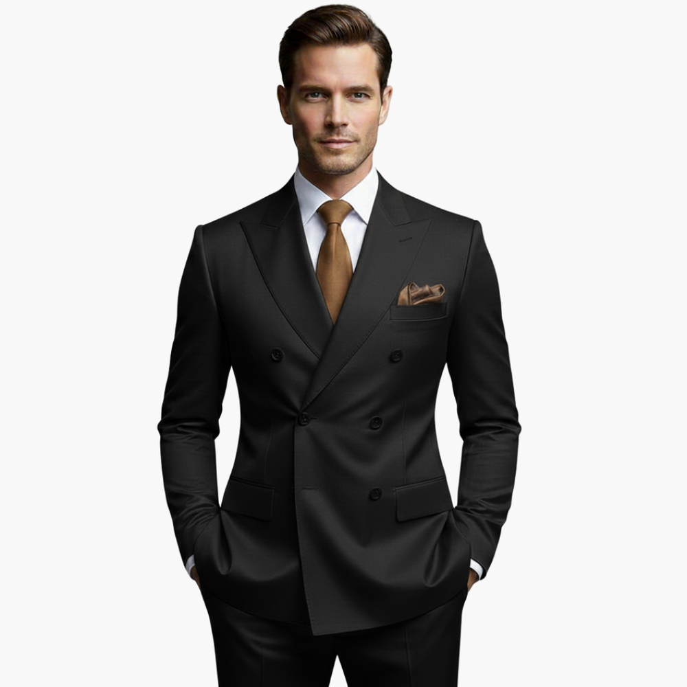 Men's Double-Breasted Suit Set – Tailored Notched-Lapel Blazer & Trousers for Weddings & Business 2