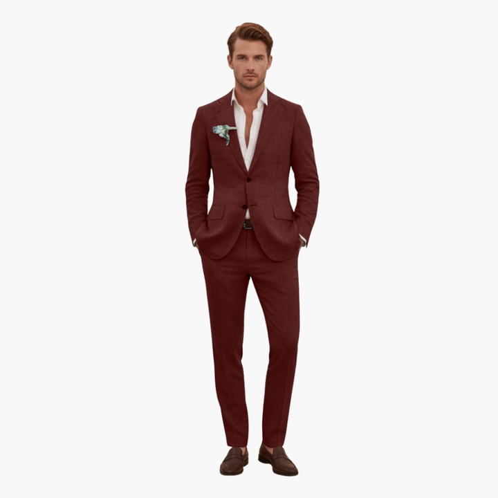 Men's Linen Suit Set – Two-Piece Button Blazer & Trousers Summer Holiday Suit 13