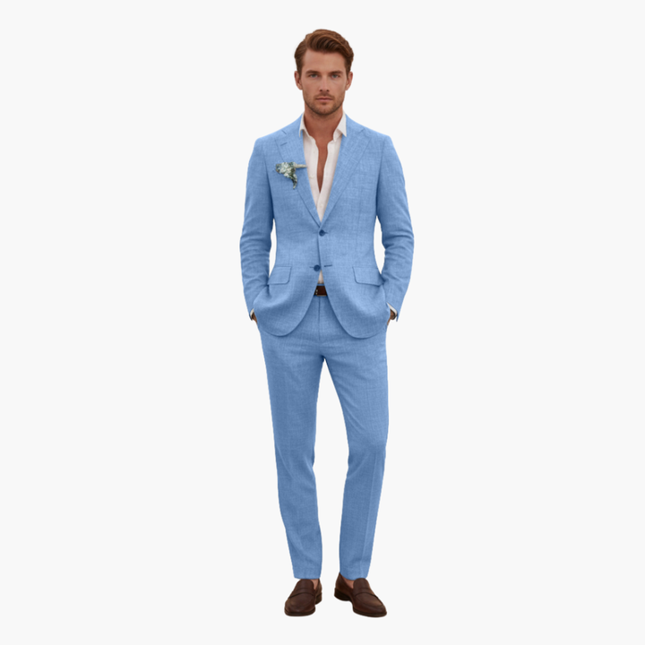 Men's Linen Suit Set – Two-Piece Button Blazer & Trousers Summer Holiday Suit 7