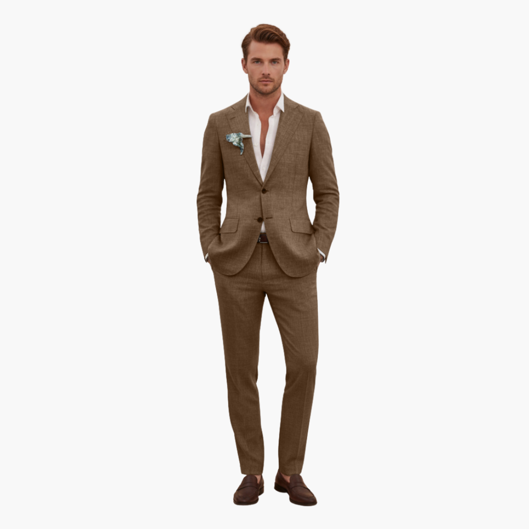 Men's Linen Suit Set – Two-Piece Button Blazer & Trousers Summer Holiday Suit 11
