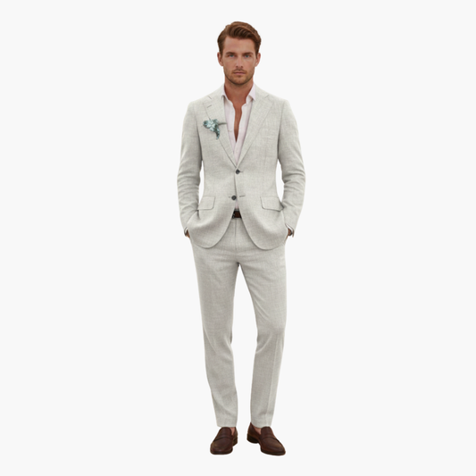 Men's Linen Suit Set – Two-Piece Button Blazer & Trousers Summer Holiday Suit 2