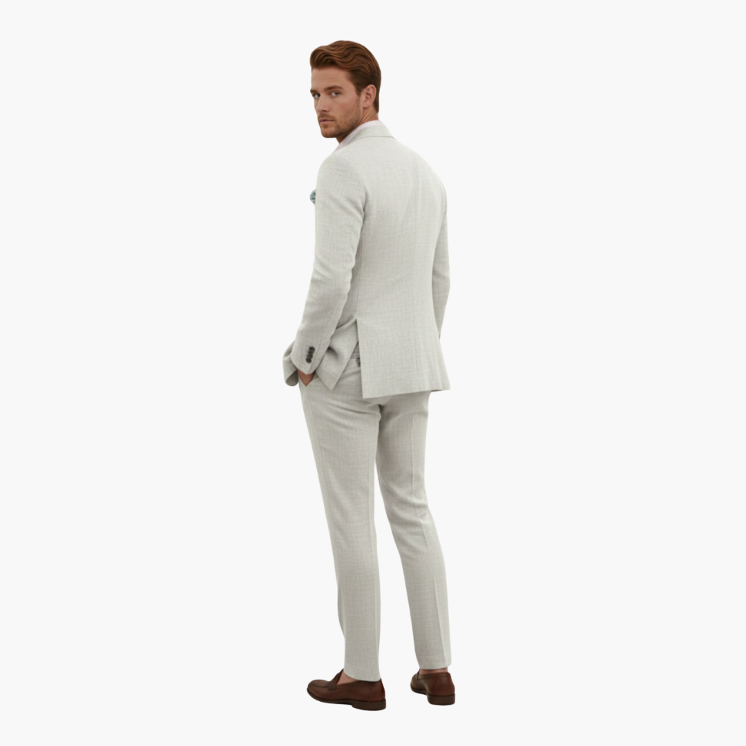 Men's Linen Suit Set – Two-Piece Button Blazer & Trousers Summer Holiday Suit 5