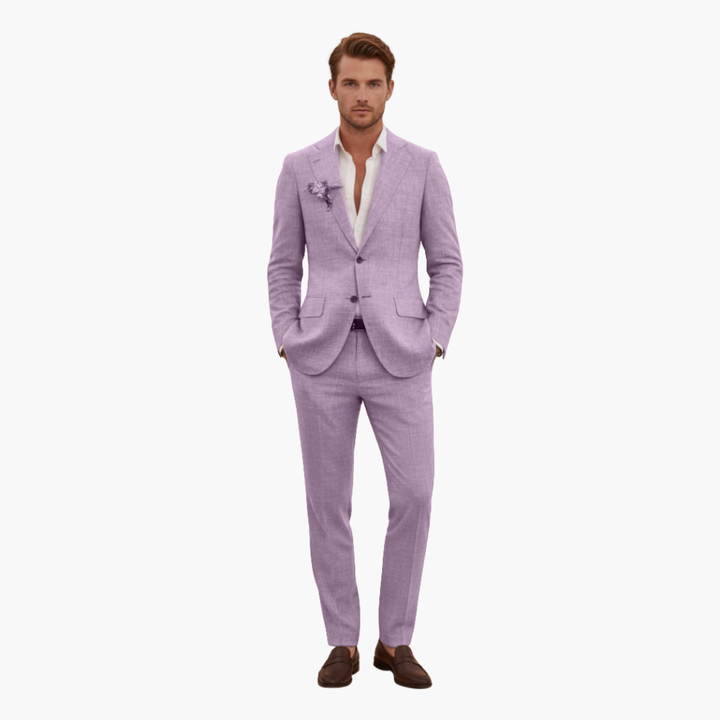 Men's Linen Suit Set – Two-Piece Button Blazer & Trousers Summer Holiday Suit 9