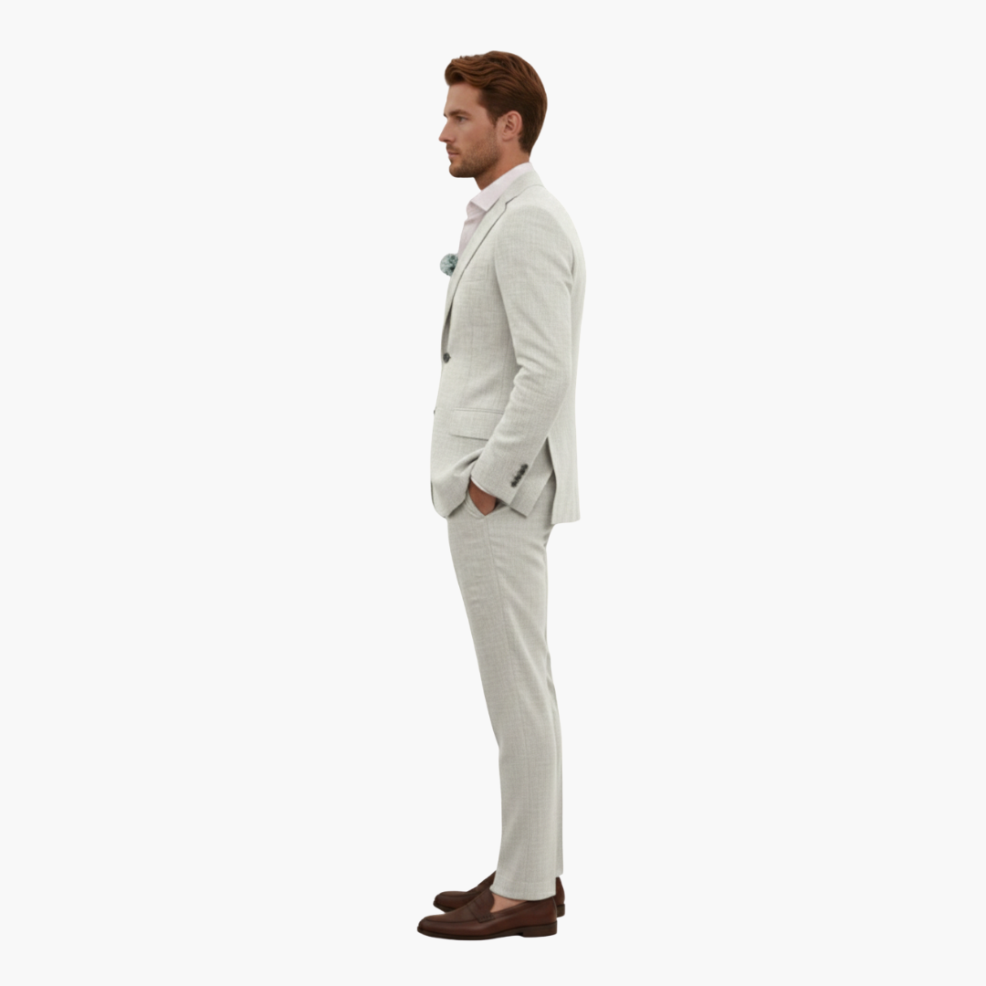 Men's Linen Suit Set – Two-Piece Button Blazer & Trousers Summer Holiday Suit 4