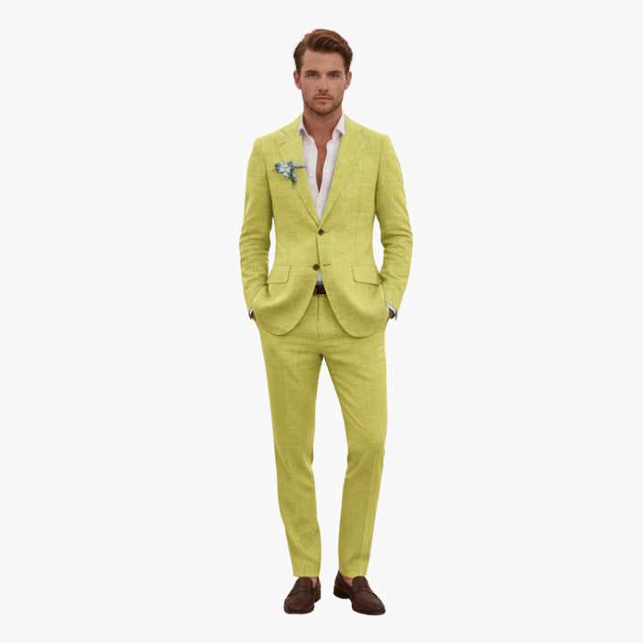 Men's Linen Suit Set – Two-Piece Button Blazer & Trousers Summer Holiday Suit 15