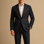 Men's slim fit two-piece suit with notched lapel jacket and matching trousers