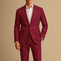Men's slim fit two-piece suit with notched lapel jacket and matching trousers