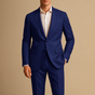 Men's slim fit two-piece suit with notched lapel jacket and matching trousers