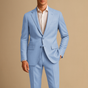Men's slim fit two-piece suit with notched lapel jacket and matching trousers