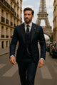 Men's Three-Piece Suit – Slim-Fit Blazer, Waistcoat & Trousers for Weddings & Business 4