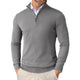 Men's half-zip sweater with high collar and long sleeves