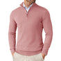 Men's half-zip sweater with high collar and long sleeves