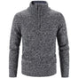 Men's textured knit half-zip sweater with stand collar and long sleeves