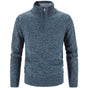 Men's textured knit half-zip sweater with stand collar and long sleeves