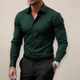 Men's slim fit long sleeve button shirt with pointed collar