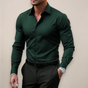 Men's slim fit long sleeve button shirt with pointed collar