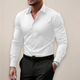 Men's slim fit long sleeve button shirt with pointed collar