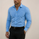 Men's slim fit long sleeve button shirt with pointed collar