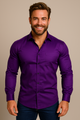 Men's long-sleeve tailored shirt with point collar and chest pocket