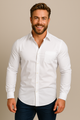 Men's long-sleeve tailored shirt with point collar and chest pocket