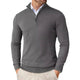 Men's slim fit quarter zip sweater with mock neck and long sleeves