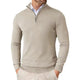 Men's slim fit quarter zip sweater with mock neck and long sleeves