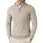 Men's slim fit quarter zip sweater with mock neck and long sleeves