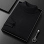 Men's plain turtleneck sweater with long sleeves and ribbed trims