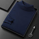 Men's plain turtleneck sweater with long sleeves and ribbed trims