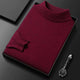 Men's plain turtleneck sweater with long sleeves and ribbed trims