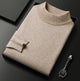 Men's plain turtleneck sweater with long sleeves and ribbed trims