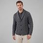 Men's cable knit shawl collar cardigan with button front
