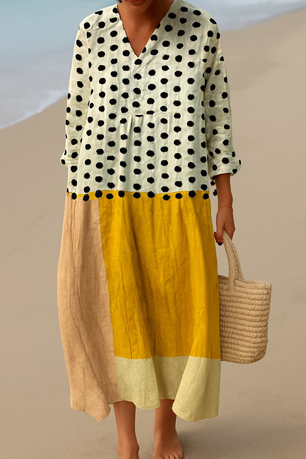 Mira Color-Blocked Midi Dress 0