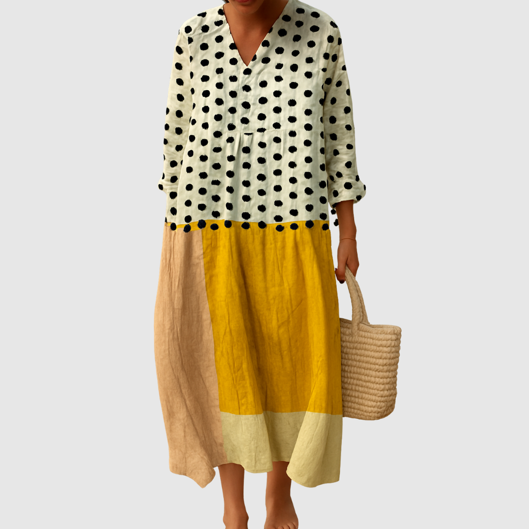 Mira Color-Blocked Midi Dress 1