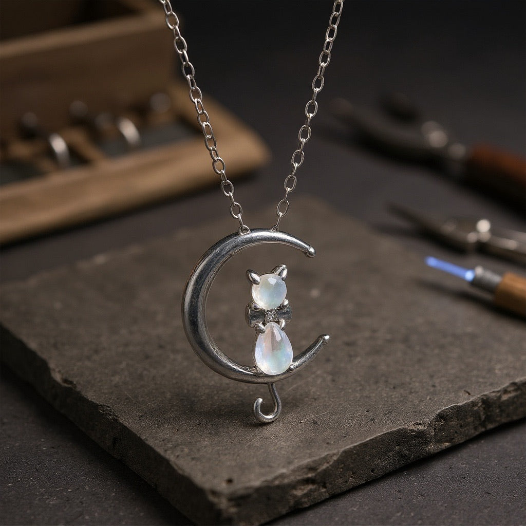 Mira Crescent Cat Necklace 0