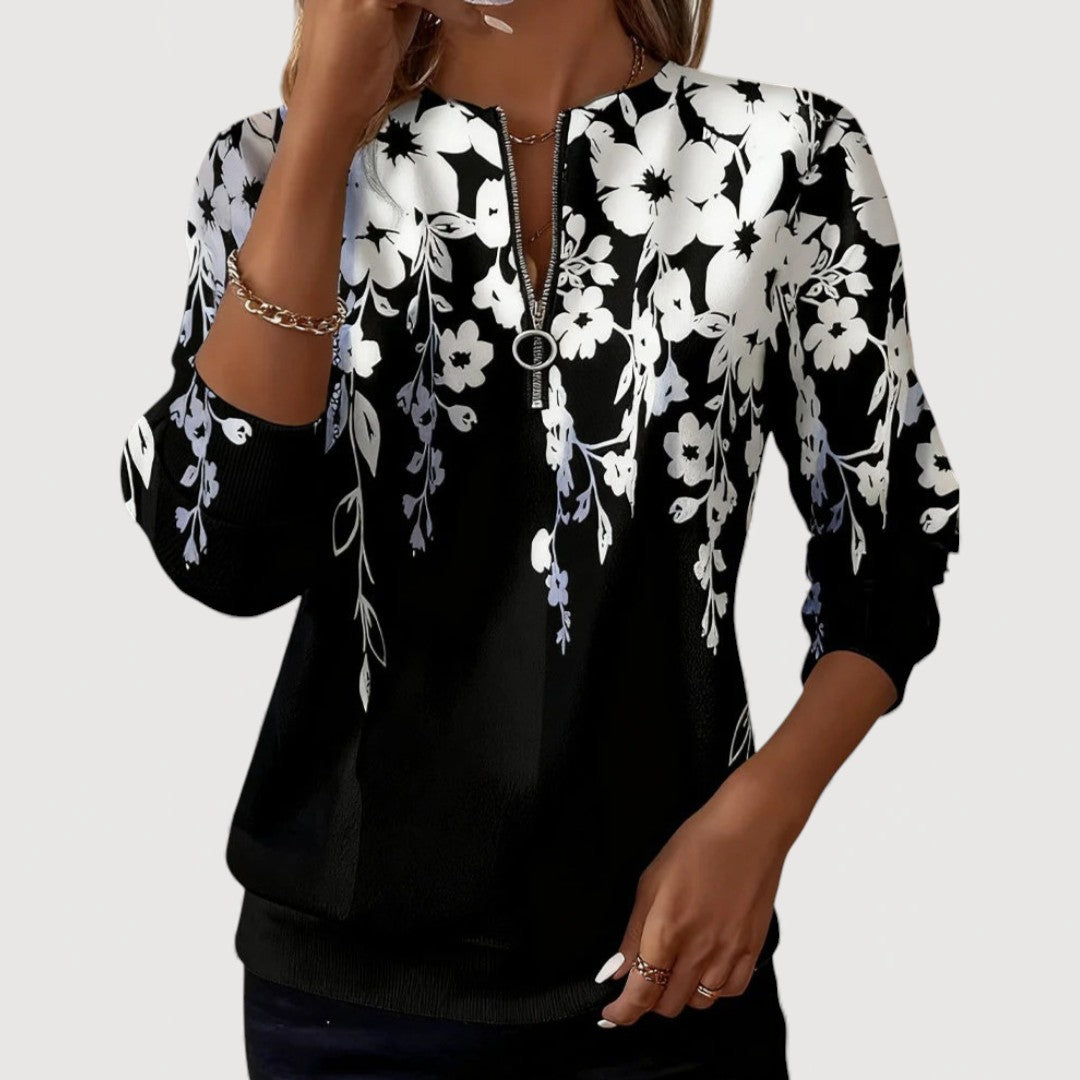 Mira Floral Zip-Neck Top 0