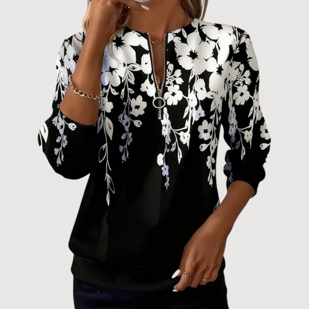 Mira Floral Zip-Neck Top 2