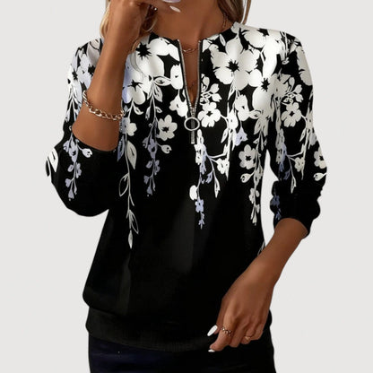 Mira Floral Zip-Neck Top 2