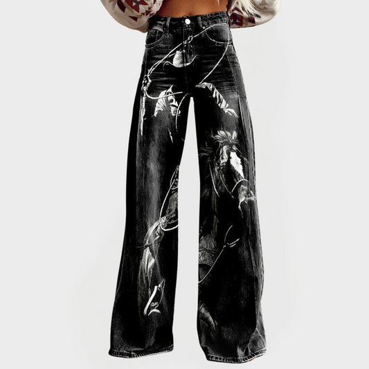 Mira Graphic Baggy Jeans 0